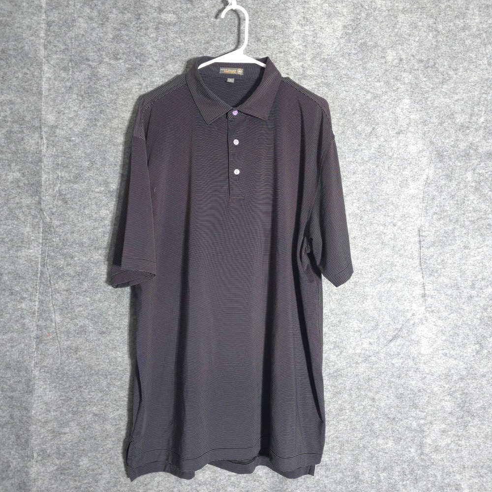 Peter Millar Summer Comfort Mens XL Black Stripe Belleair CC Golf Polo MS18EK29S
